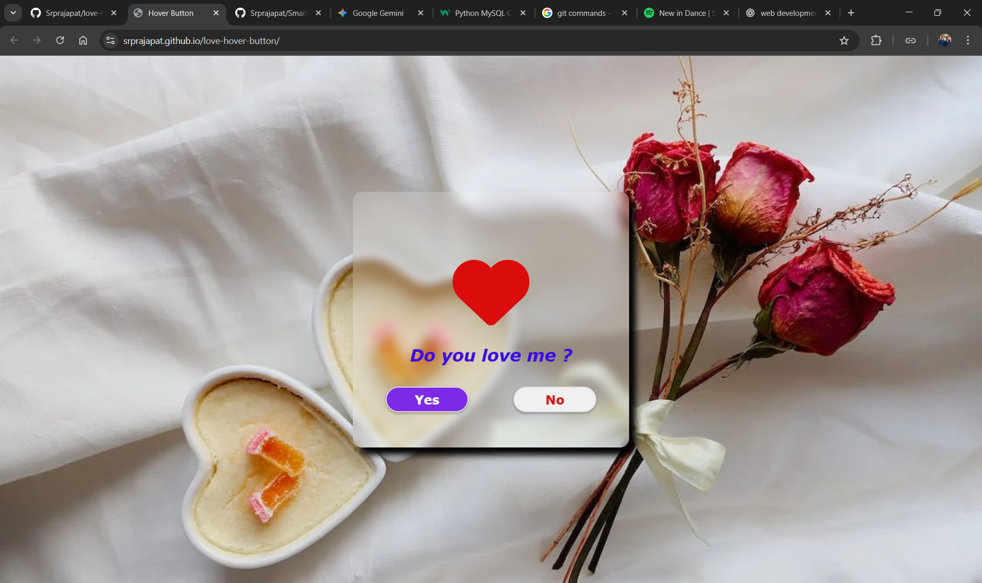 Love Hover Button